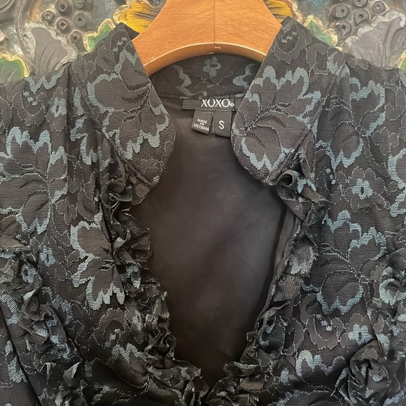 Vintage XOXO SLEEVELESS RUCHED Top in Black/Green Size S - Picture 4 of 10